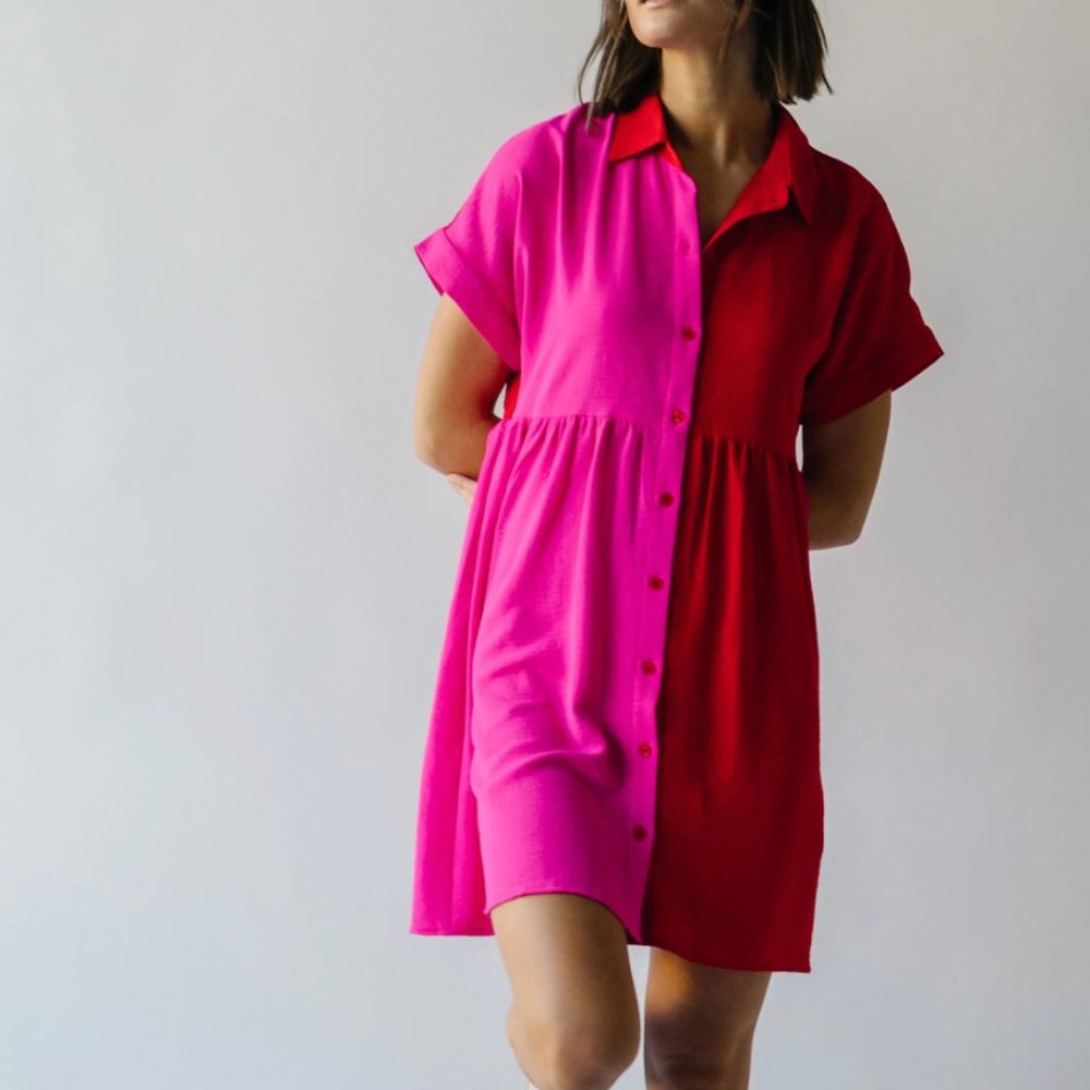 The Keagan Colorblock Dress in Hot Pink + Red – Piper & Scoot